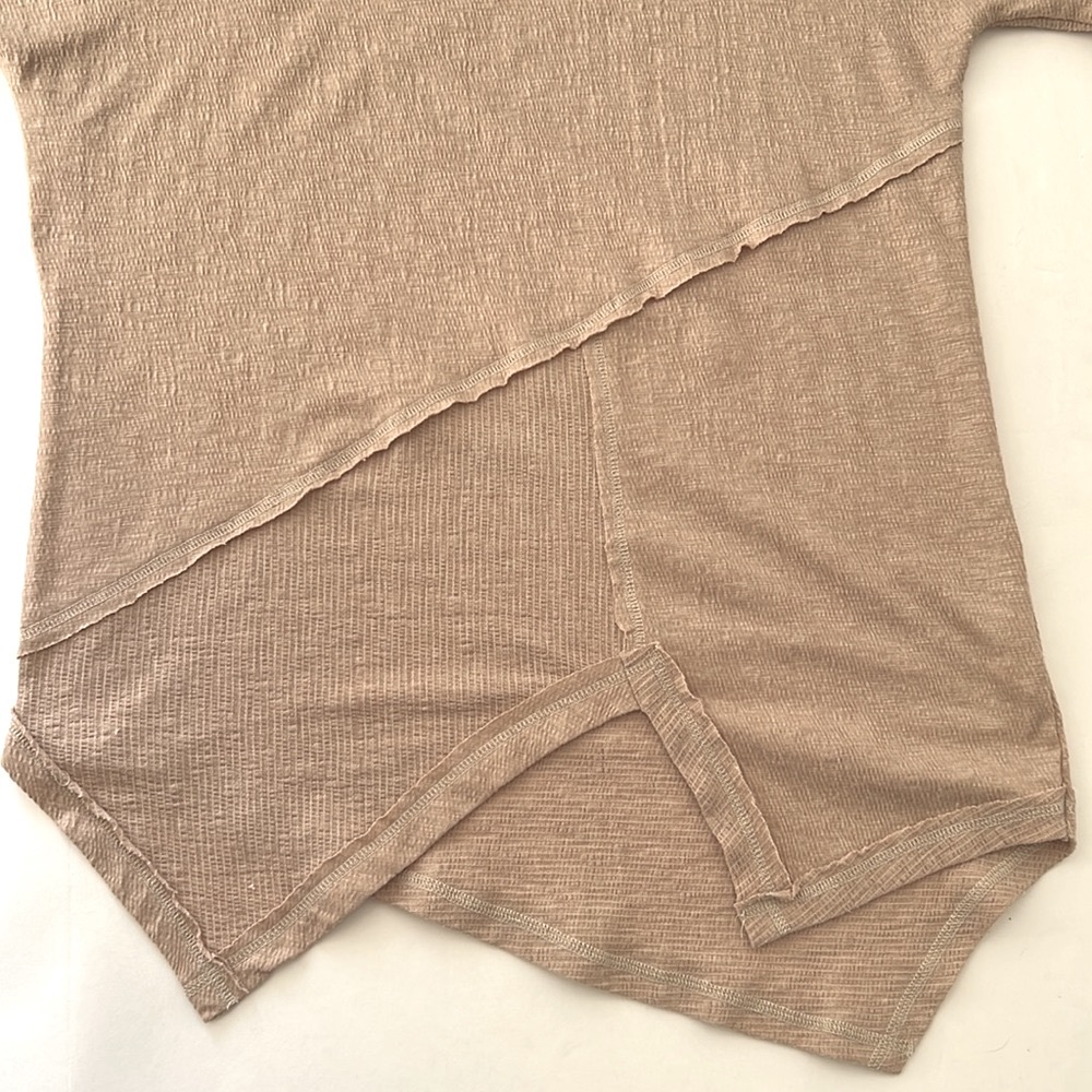 MARIA RERIO Ladies top blouse handkerchief hem lagenlook bougie beige size Small - Picture 11 of 16